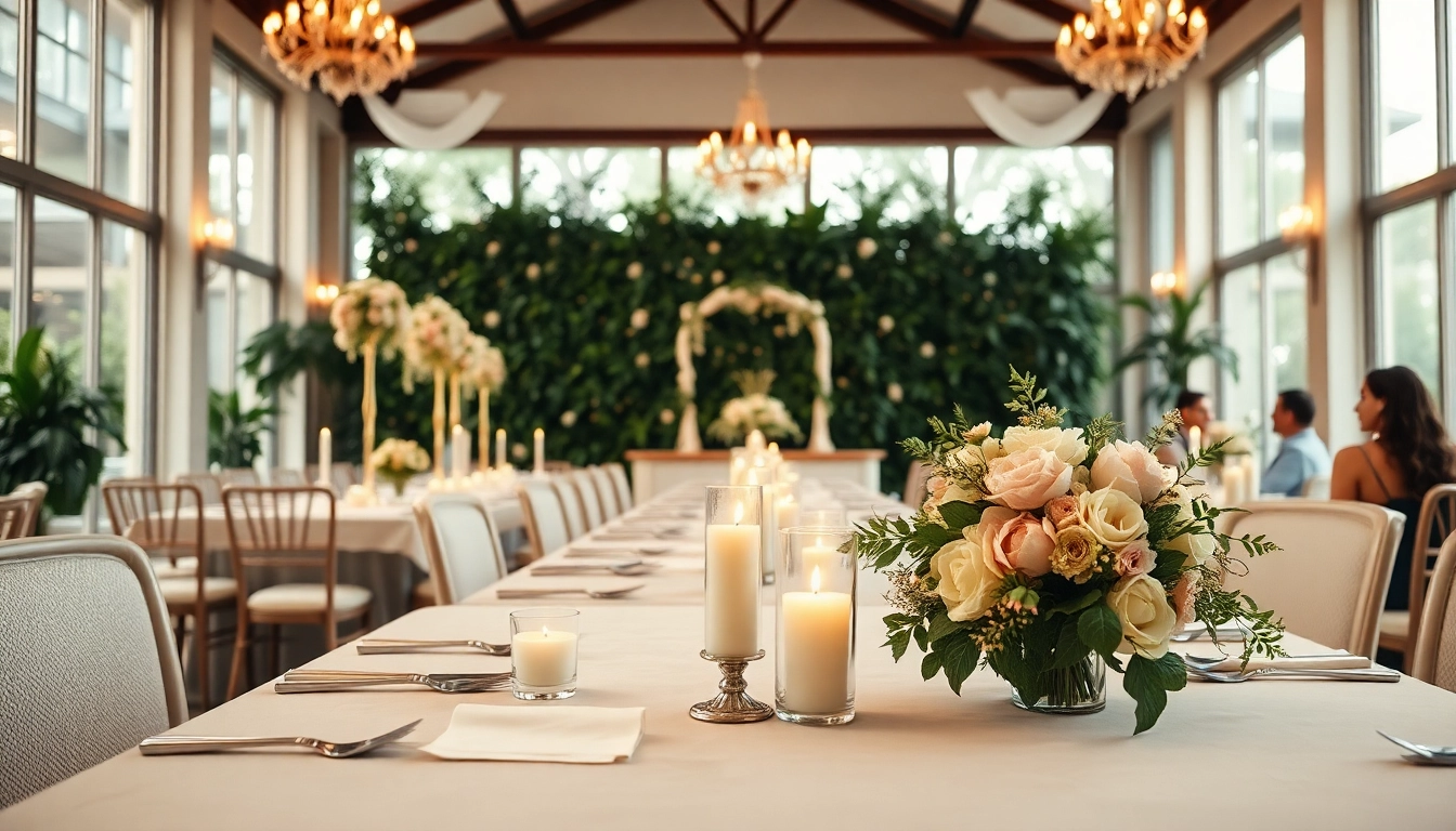 Stunning Wedding Event Space Jacksonville showcasing a beautifully set dining table in a spacious venue.