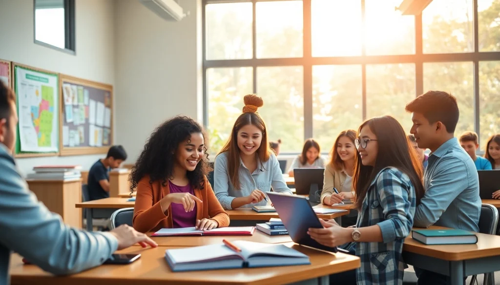 Engaged students participating in hands-on Education activities in a vibrant classroom.