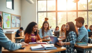 Engaged students participating in hands-on Education activities in a vibrant classroom.