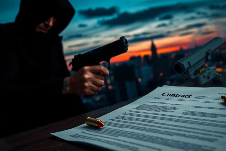 Engaging visual of Contracts and Bullets book highlighting a pivotal assassin moment.