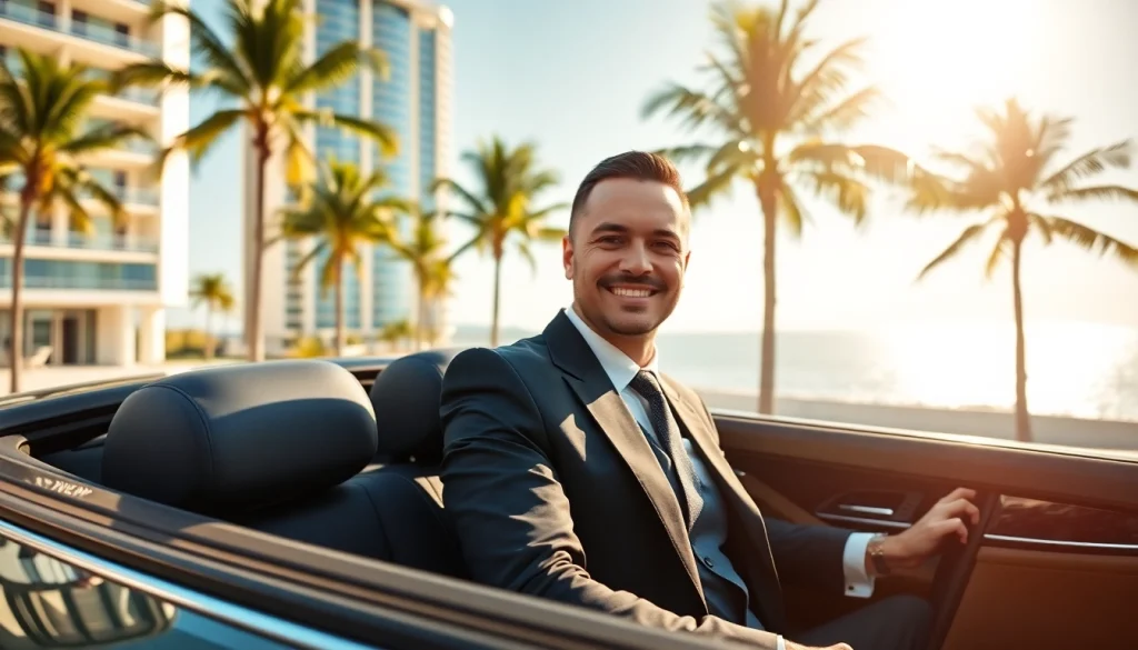 Chauffeur Services near me with a professional chauffeur greeting a passenger by a luxury sedan.