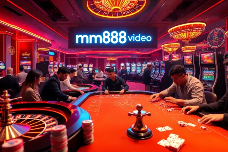 Experience the thrill of mm88 video gambling with players at a roulette table.