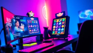 Mainkan slot online dengan mesin slot digital yang menarik dan warna vibrant.