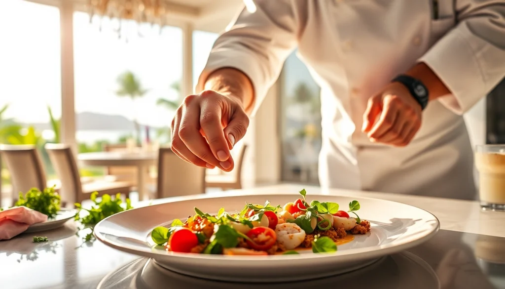 Experience the culinary finesse of Sint Maarten private chef creating exquisite dishes.