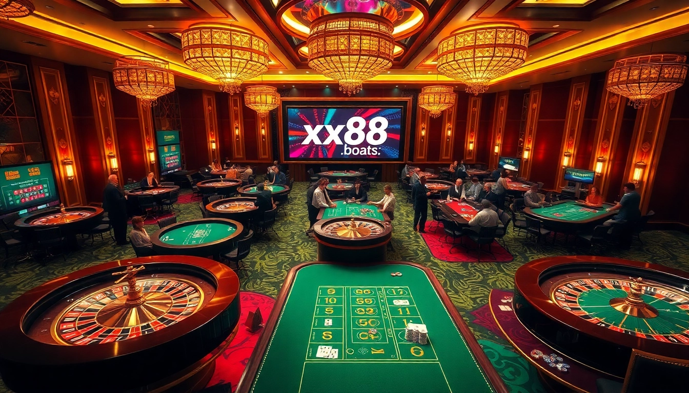 Explore the thrill of betting at https://xx88.boats/ with vibrant roulette tables and excited players.