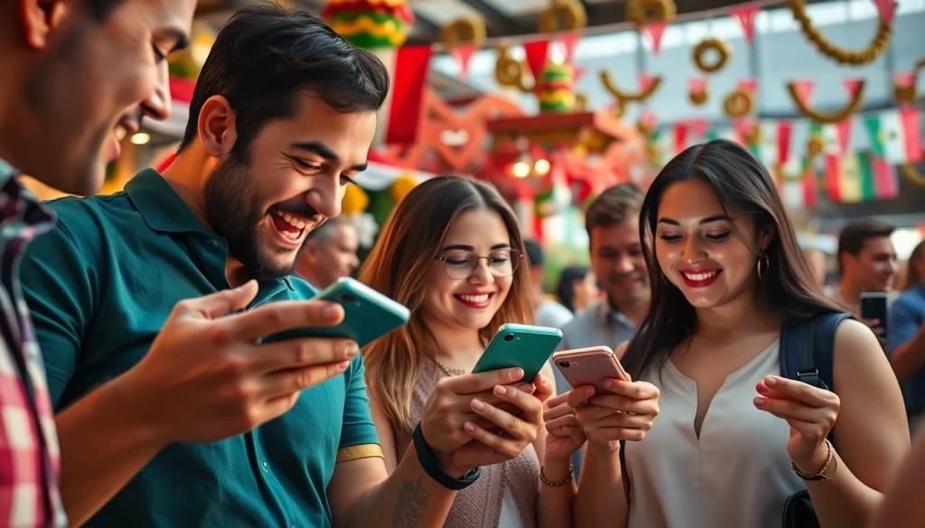Engaged bettors enjoying sports betting in Mexico at an outdoor venue.