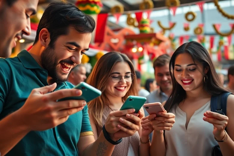 Engaged bettors enjoying sports betting in Mexico at an outdoor venue.