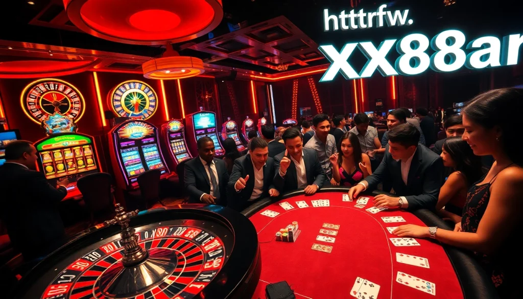 Engaging poker players and thrilling roulette action at https://xx88.bar/, highlighting vibrant casino excitement.