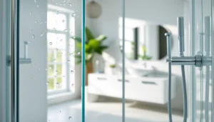 Erleben Sie die sonni Duschkabine in einem eleganten Badezimmerdesign mit modernen Glasoberflächen.