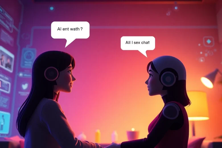 Engaging ai sex chat scene with intimate AI avatars in a cozy chat room.