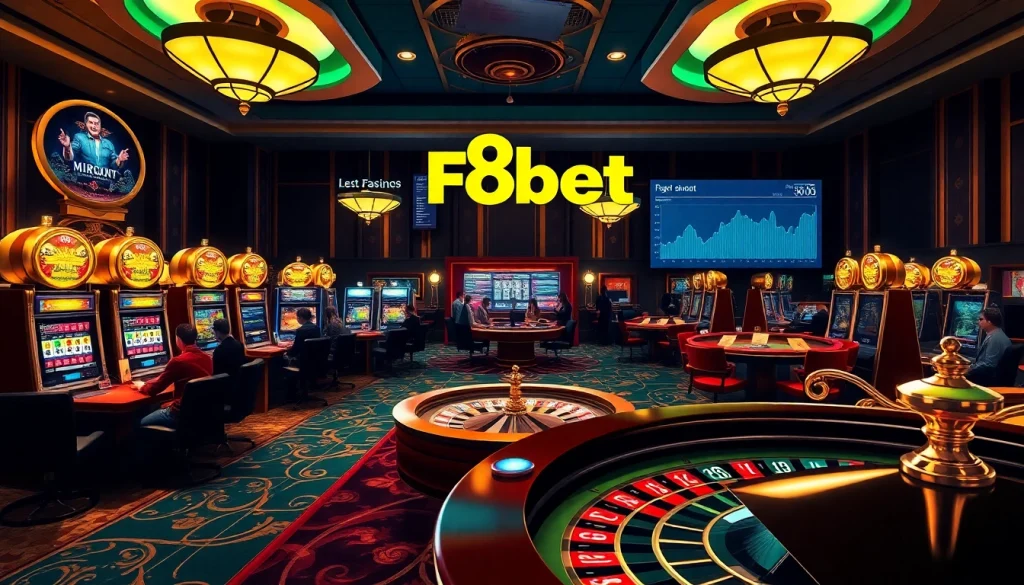 F8bet players strategizing at casino tables while enjoying various games and winning moments.