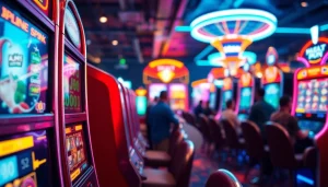 Menampilkan walettoto slot machines dengan suasana kasino online yang ceria.