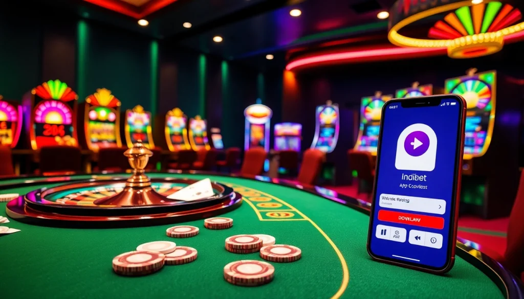 Experience smooth betting with the Indibet app download, showing exciting casino gaming visuals.