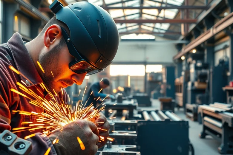 Artisan working on custom steel fabrication showcasing precision welding techniques.