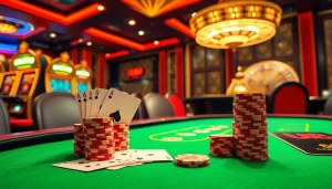 High-stakes poker game at UU88 casino with vibrant chips and cards on the table