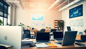 Boost your brand visibility with facebook smm panel illustrated in a vibrant office setting.