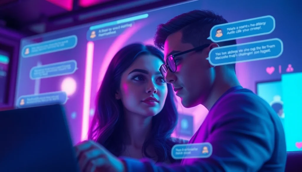 Engaging interaction in sex chat AI featuring a virtual character in a captivating setting.