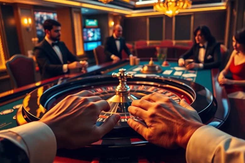 The excitement of gambling with 상품권신용카드 at a luxurious casino roulette table.