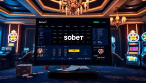 Simplify your sbobet login process with an engaging online gambling interface featuring casino tables and betting options.