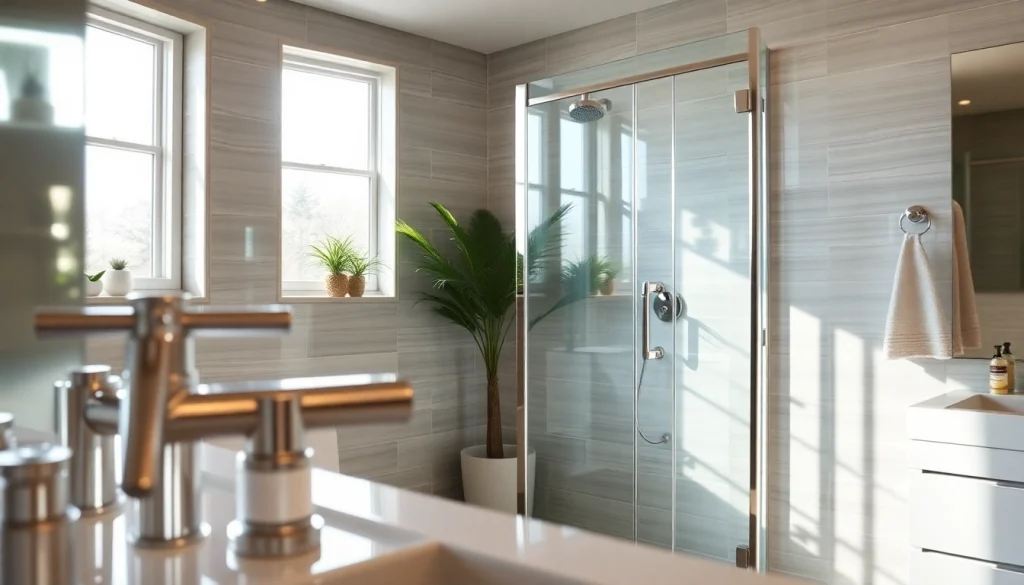 Showcase of glass shower doors featuring sleek design and polished chrome, fitting for modern bathrooms.