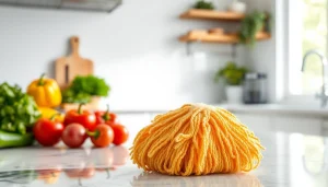 Enhance cleaning with a kitchen loofah scrubber showcasing its vibrant texture and eco-friendly appeal.