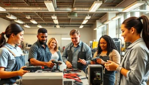 Trade School Knoxville TN students engaged in hands-on training in a vibrant learning environment.
