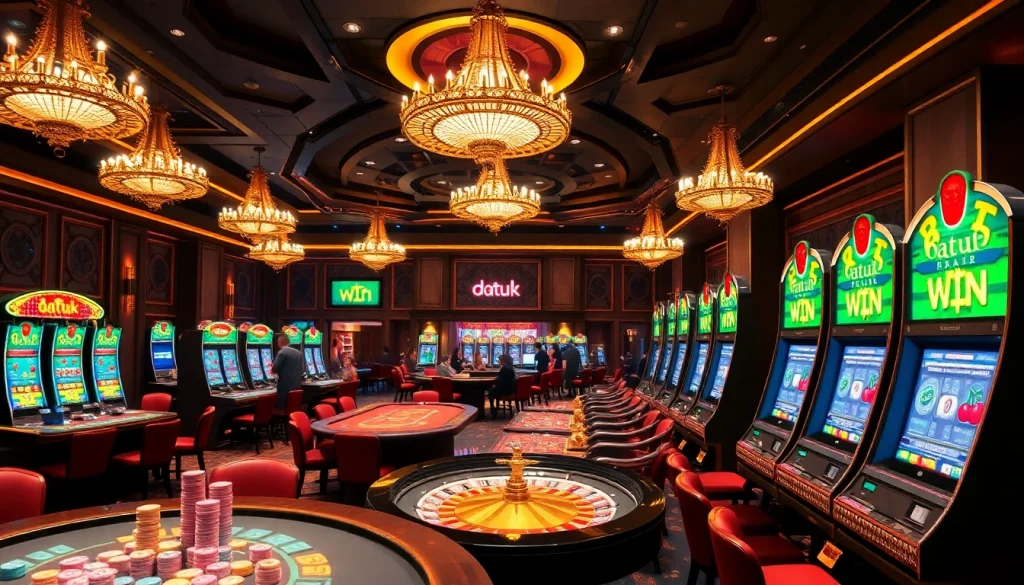 Rasakan sensasi "datuk win" di kasino mewah yang menampilkan kegembiraan permainan yang hidup.