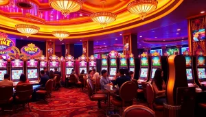 Pengalaman seru deposit pulsa tanpa potongan dengan mesin slot yang hidup dan pemain yang terlibat.