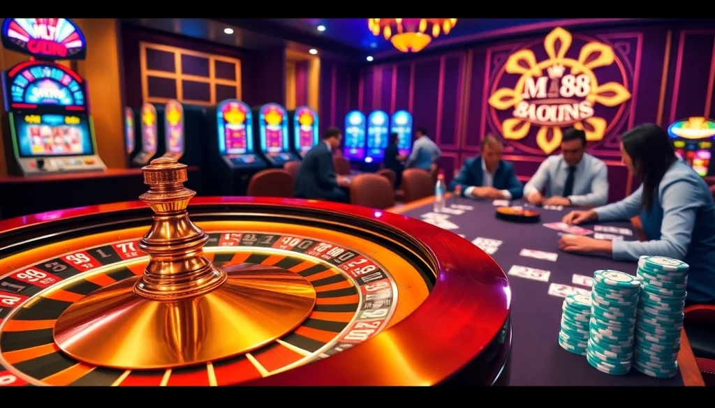 Experience the thrill of MM 88 casino with vibrant poker tables and exciting slot games.