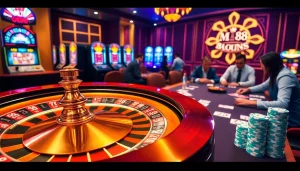 Experience the thrill of MM 88 casino with vibrant poker tables and exciting slot games.