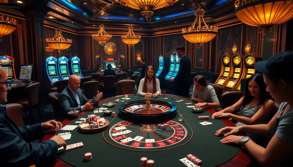 Attendees at a casino table engage with cards and chips, referencing hidden wiki link.