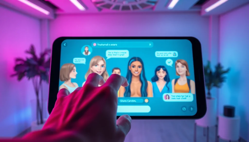 Engaging NSFW chat AI interface with vibrant avatars and modern design