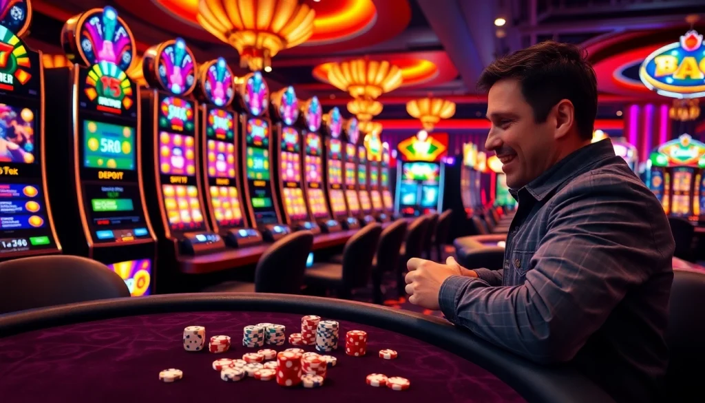 Rasakan kegembiraan di Slot Depo 5rb dengan mesin yang berwarna-warni dan pemain yang terlibat.