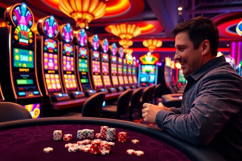 Rasakan kegembiraan di Slot Depo 5rb dengan mesin yang berwarna-warni dan pemain yang terlibat.