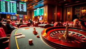 Experience thrilling gambling at https://jun886.dev/ with poker chips and roulette in a luxurious casino.