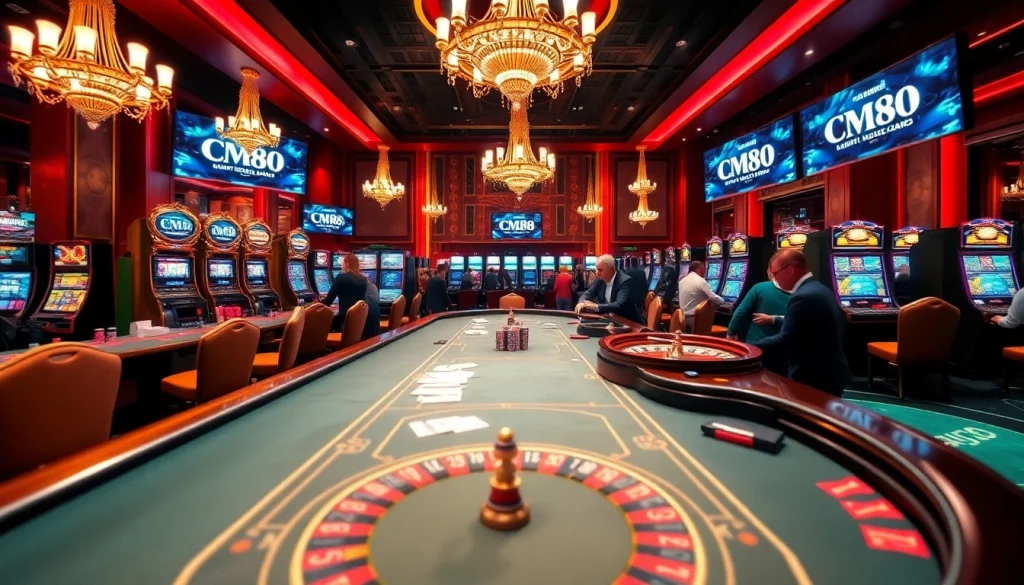 CM88 offers an exciting poker table scene with players enjoying various gambling activities.