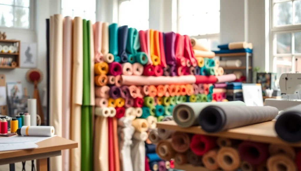 Punta di roma stoffenrollers in een creatieve werkruimte met heldere verlichting.