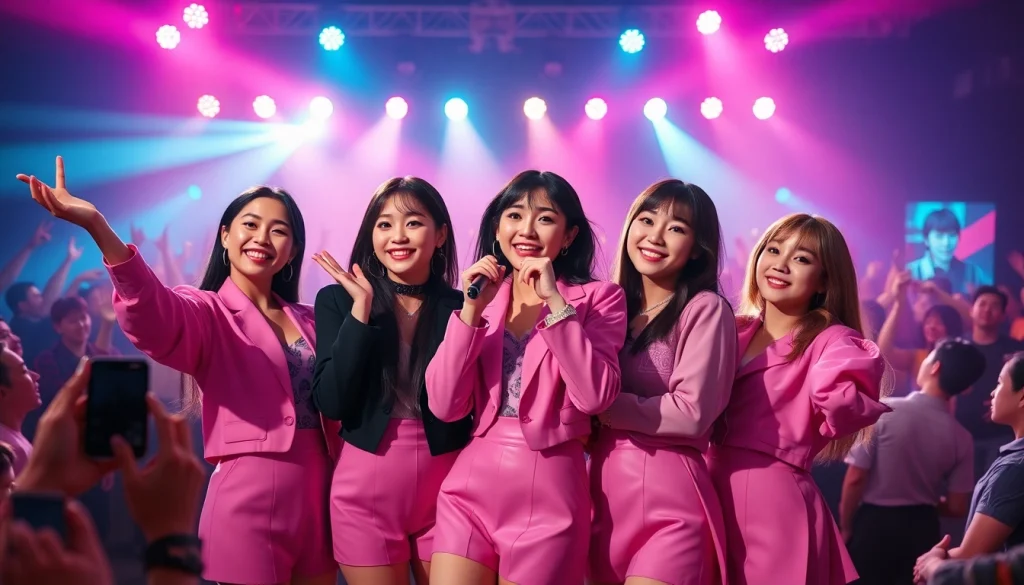 Dynamic concert scene featuring the blackpink members in action showcasing their charisma.
