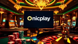 Experience thrilling online gambling with Onicplay's immersive casino setup and poker action.