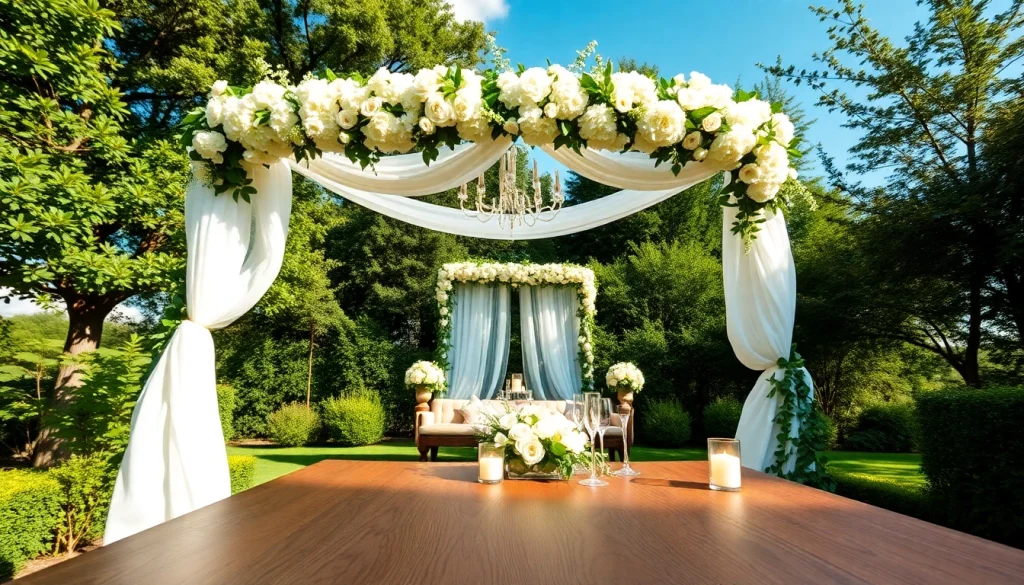 Stunning Clarksburg Wedding Venues highlighted by a romantic outdoor setup with floral decorations.