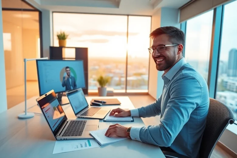 Usługi księgowe: Profesjonalny księgowy w nowoczesnym biurze oferujący spersonalizowane usługi finansowe