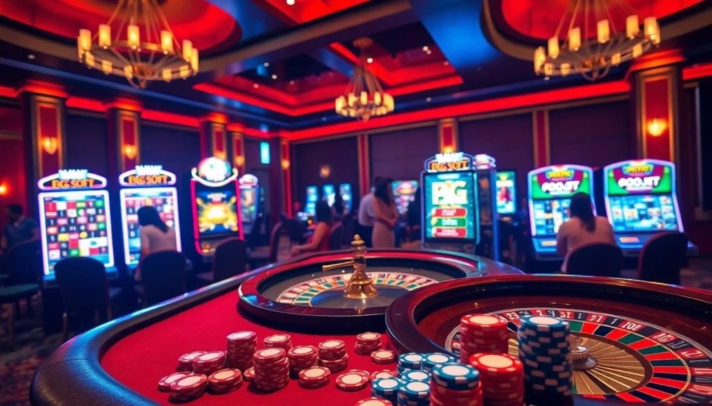 Winning players engaging with PG Soft games at an upscale casino.