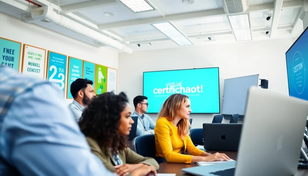 Engaged participants reviewing options to get certified in a professional virtual workshop