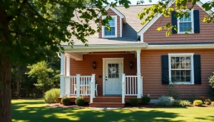 Showcasing a Cape Style Home In-Law Addition in a sunny, welcoming setting with lush greenery.