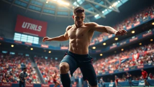 Aktiver Athlet beim Ausüben von phantom athletics im Sportarena, energiegeladen und fokussiert.