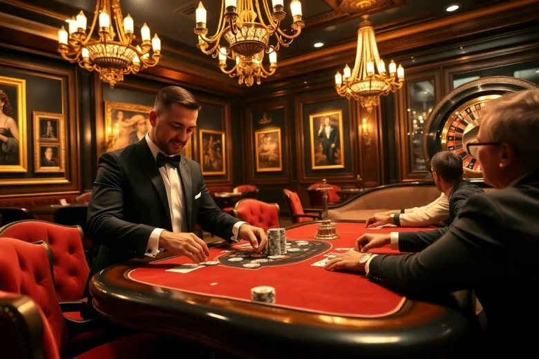Experience the thrill of gaming at https://www.kjc.global/ in this vibrant casino scene featuring a winning poker hand.