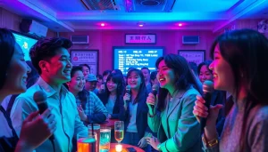 다채로운 색상과 활기찬 분위기의 제주도유흥 노래방 장면