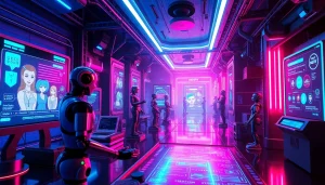 Engaging NSFW AI chatbots in a vibrant, futuristic digital landscape.