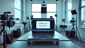 Professional workspace highlighting video to promptgenerator with AI technology.