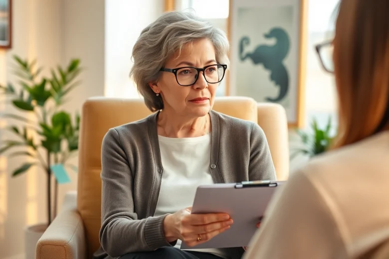 Anxiety symptoms analyzed in a cozy therapist's office with calming decor.